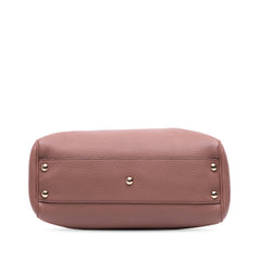Small Calfskin Bamboo Shopper Satchel