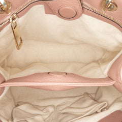 Small Calfskin Bamboo Shopper Satchel