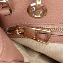 Small Calfskin Bamboo Shopper Satchel