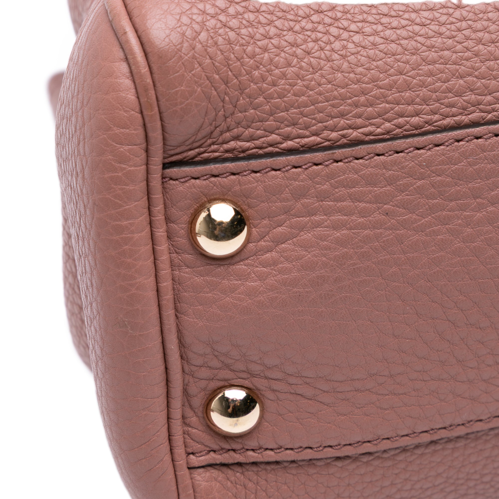 Small Calfskin Bamboo Shopper Satchel