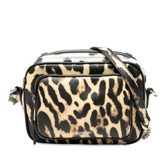 Leopard Printed Leather Camera Bag