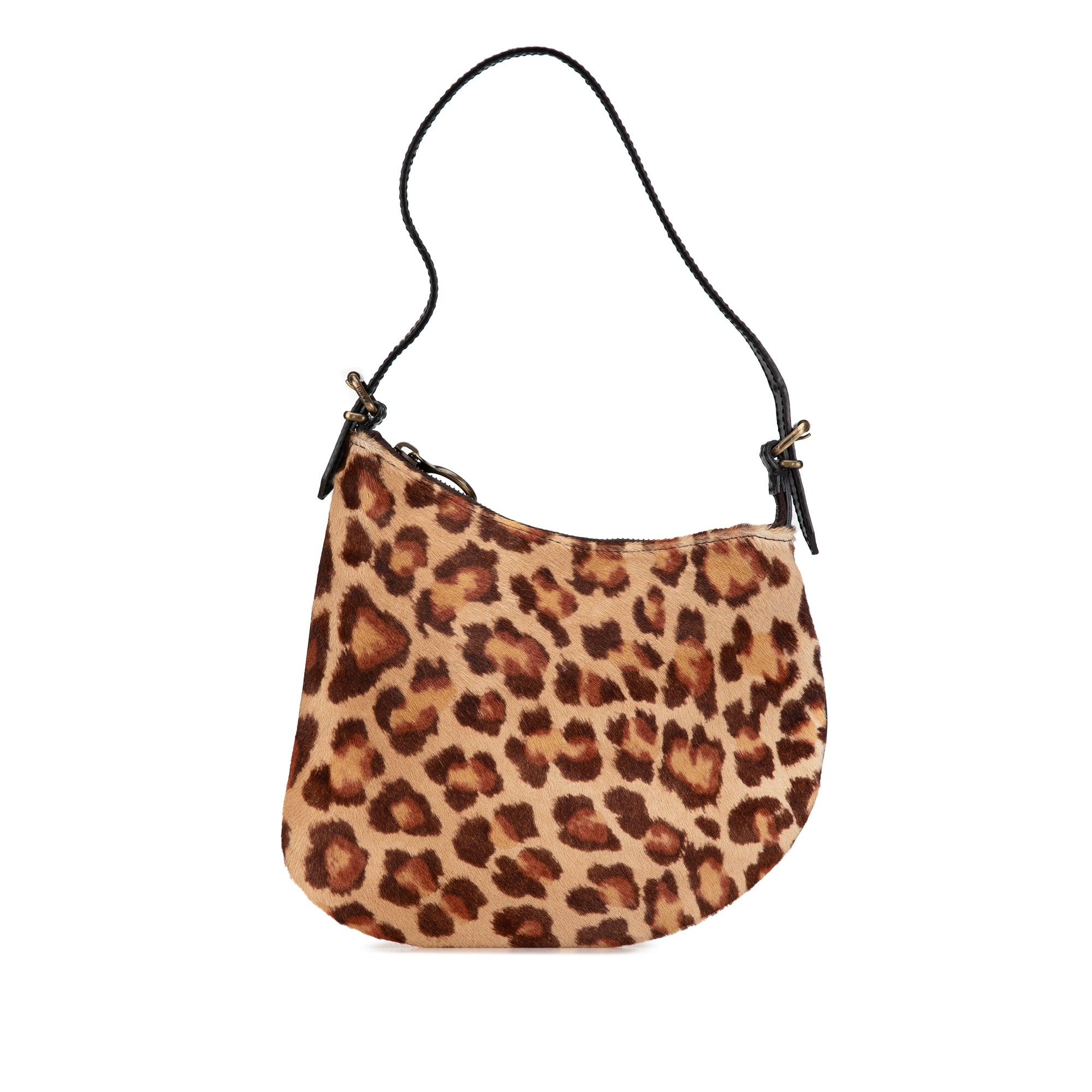 Zucca Canvas Oyster Leopard Print Ponyhair Hobo