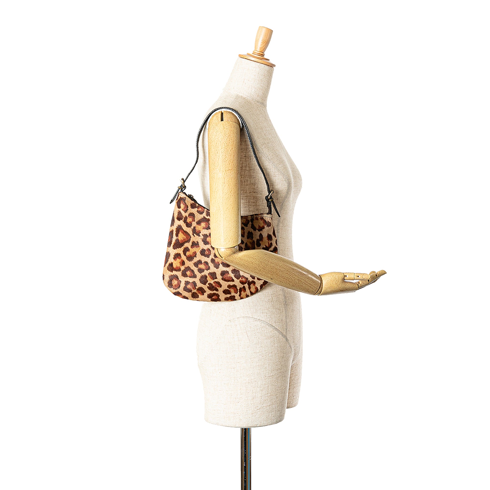 Zucca Canvas Oyster Leopard Print Ponyhair Hobo