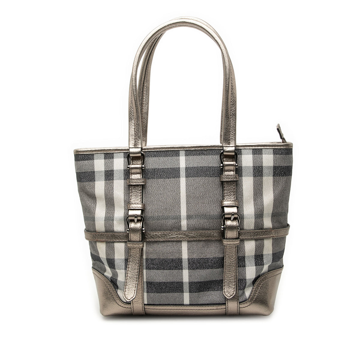 Small Shimmer Check Canvas Tote
