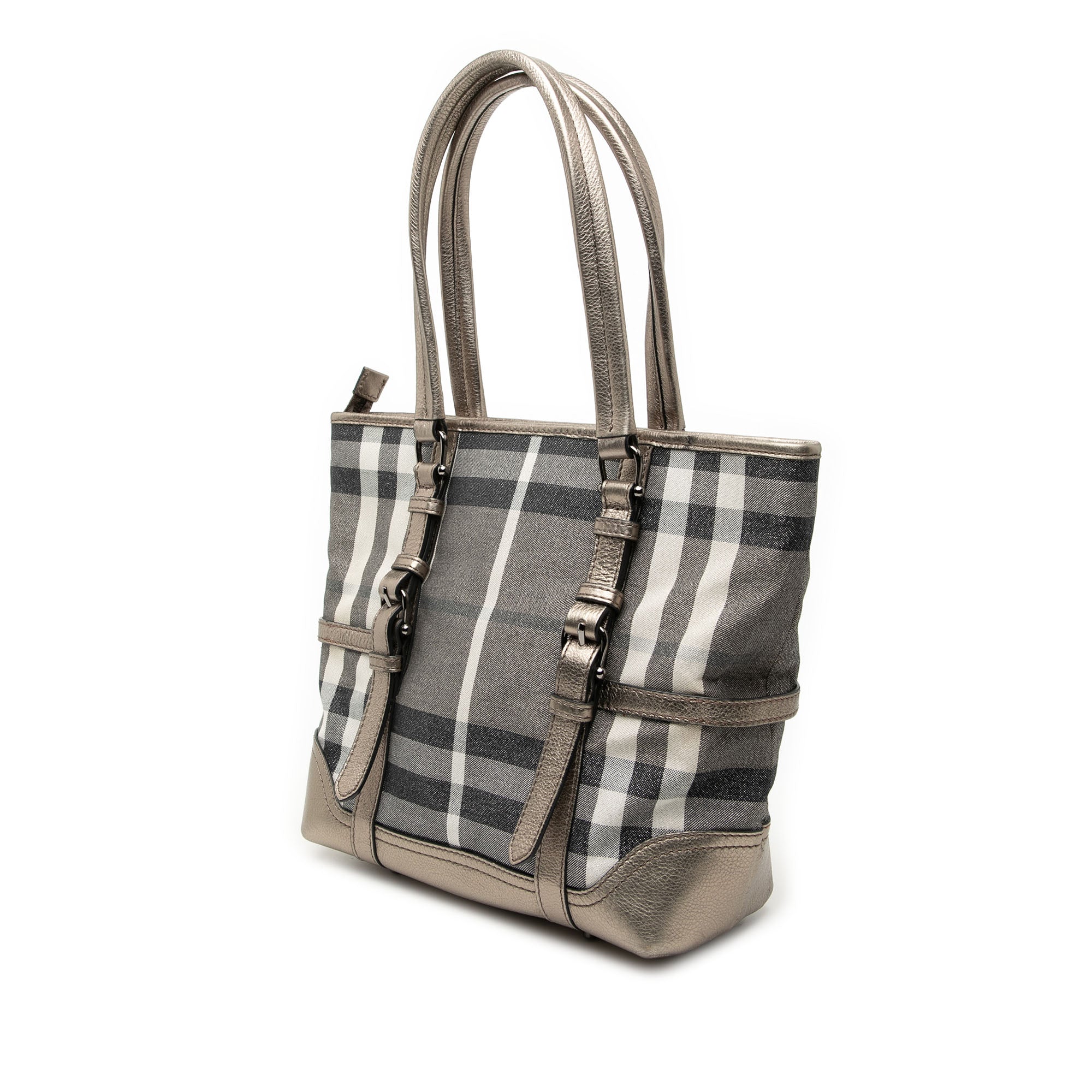 Small Shimmer Check Canvas Tote