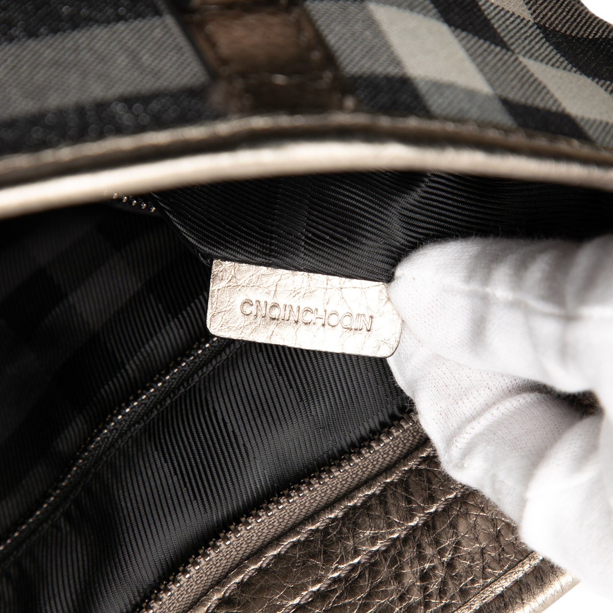 Small Shimmer Check Canvas Tote