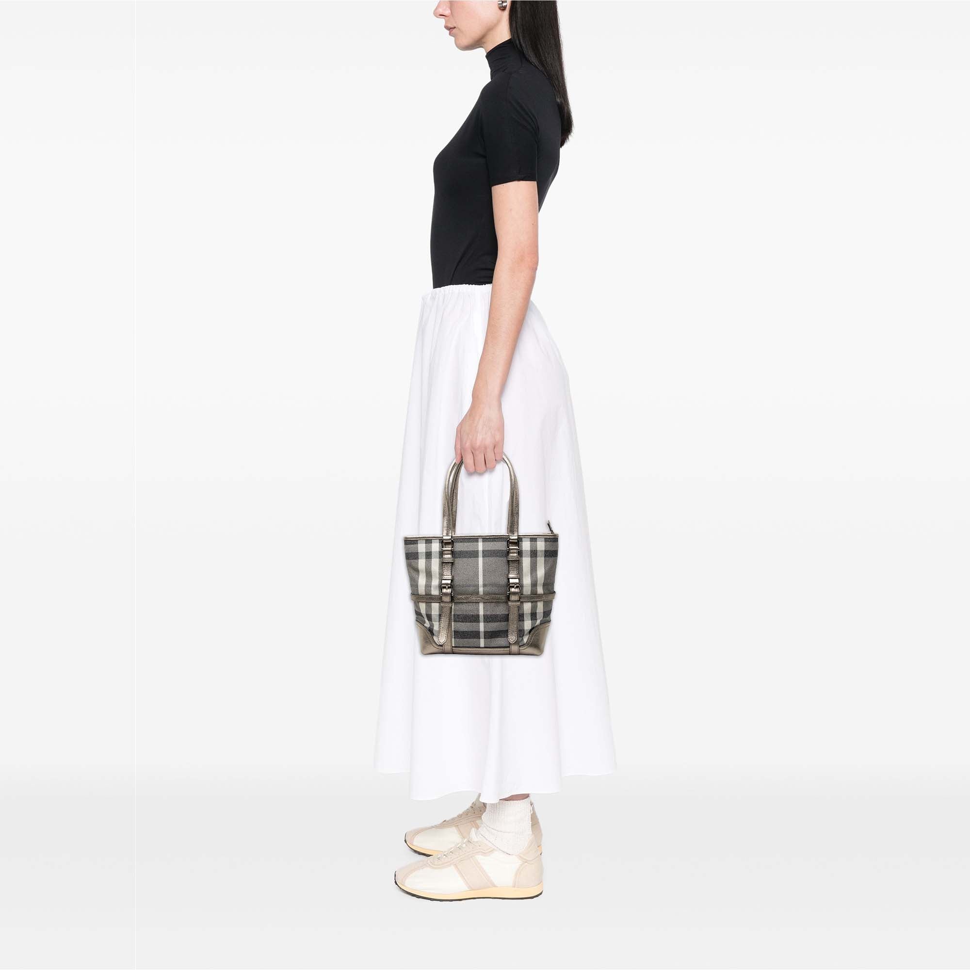 Small Shimmer Check Canvas Tote