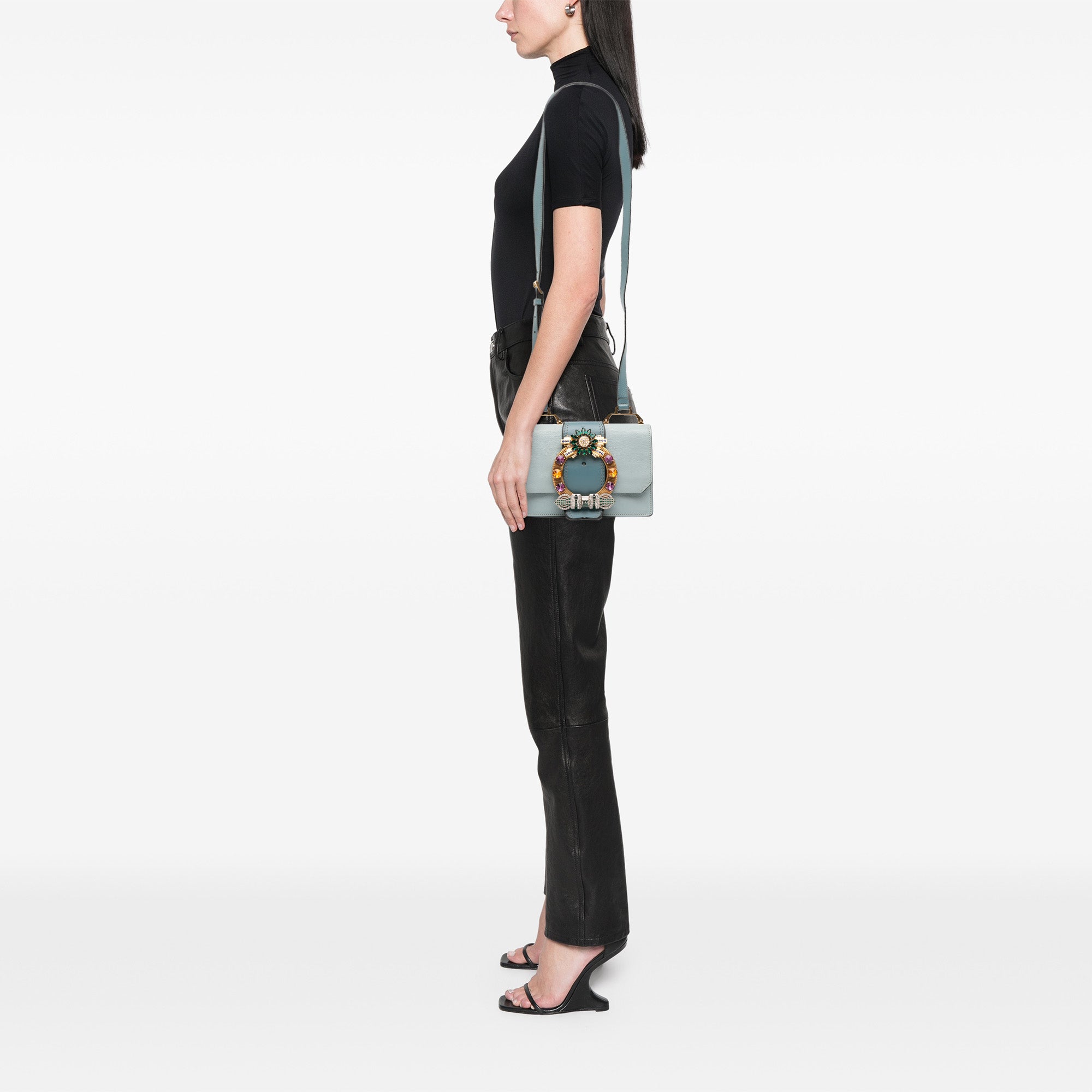Goatskin Madras Soft Calf Crystal Embellished Crossbody