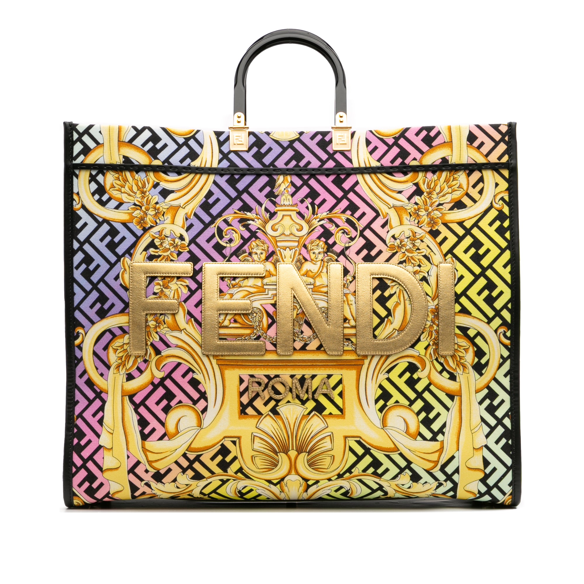 Versace Fendace Canvas Logo Sunshine Shopper Tote XL
