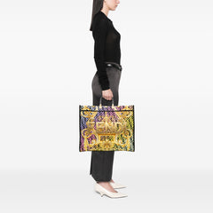 Versace Fendace Canvas Logo Sunshine Shopper Tote XL
