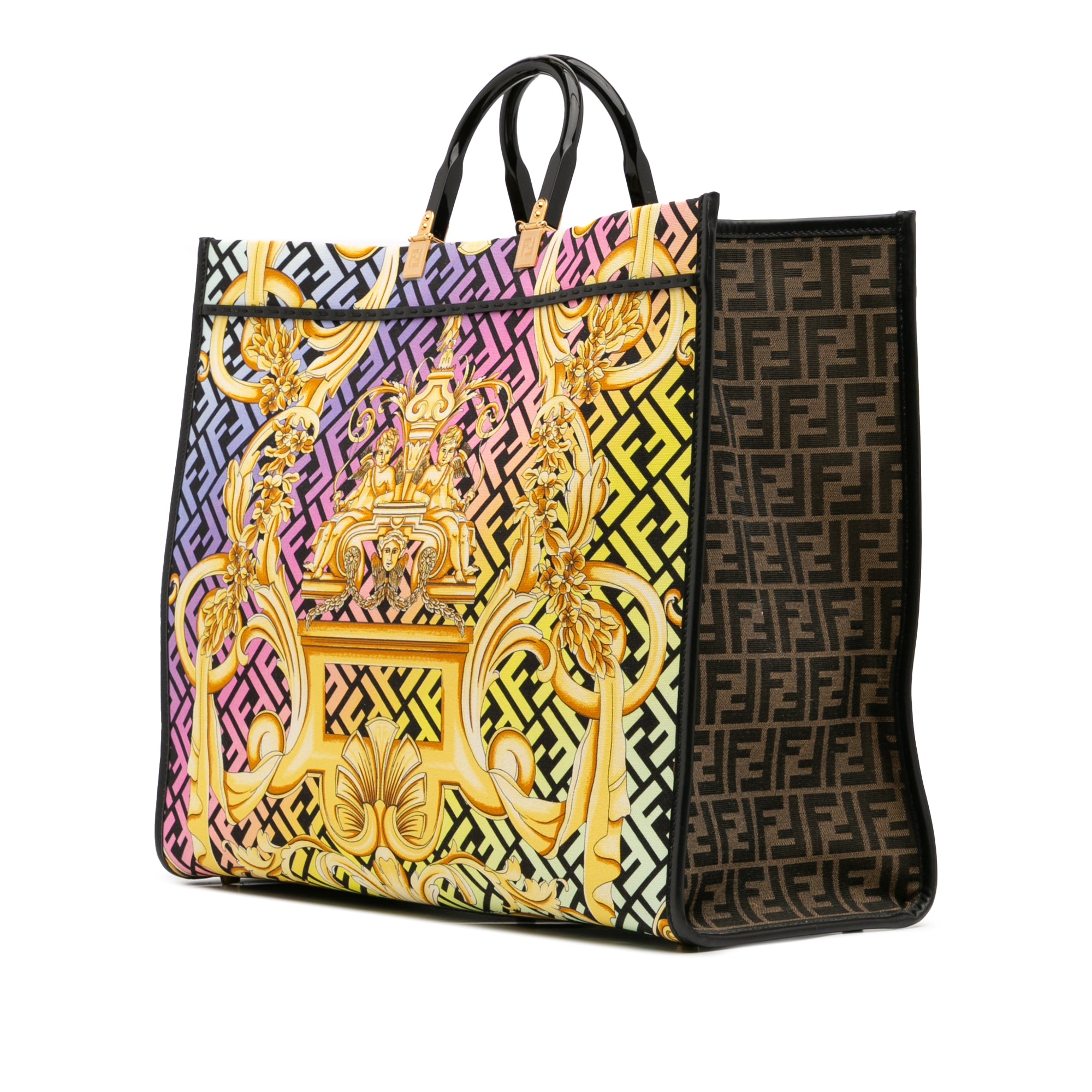 Versace Fendace Canvas Logo Sunshine Shopper Tote XL