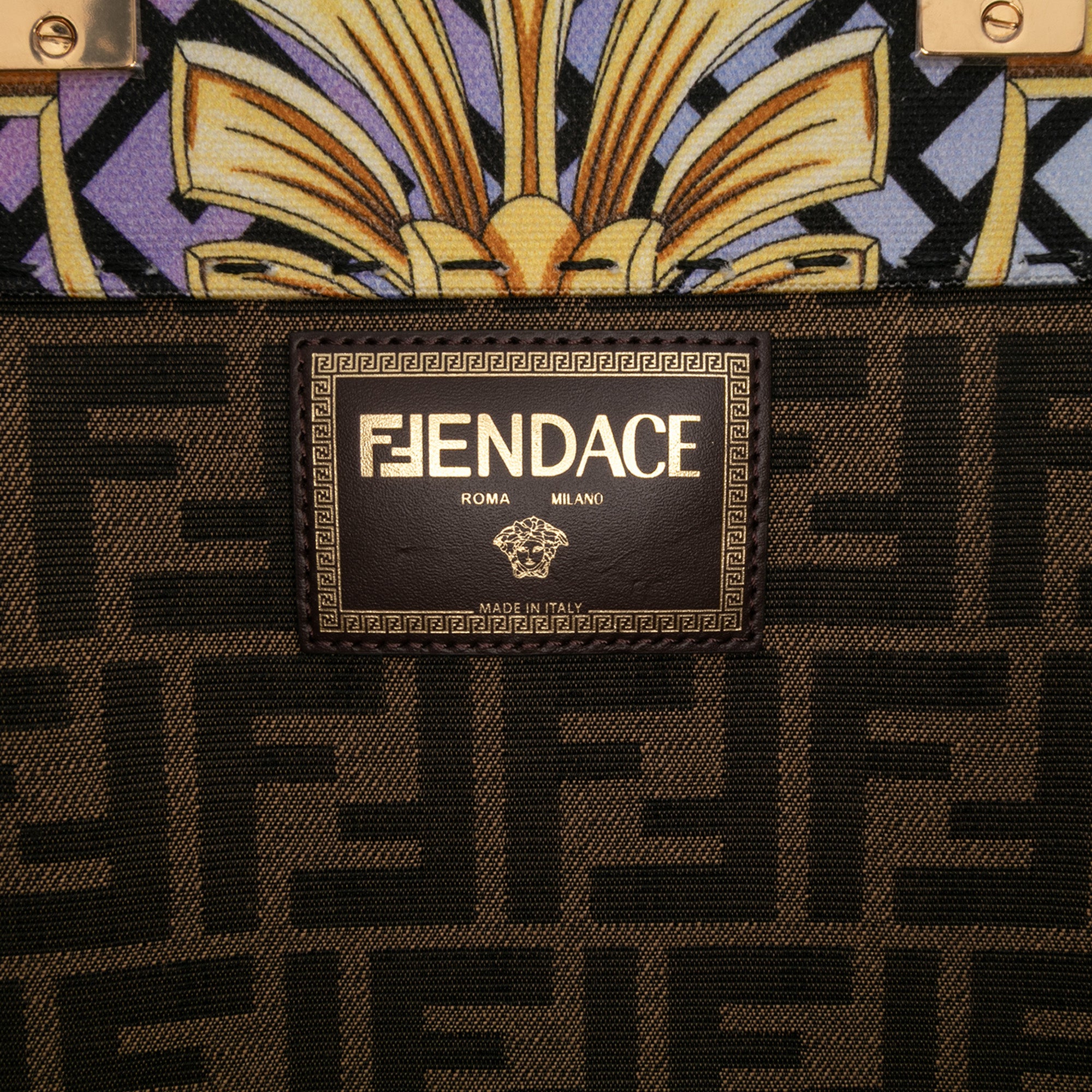 Versace Fendace Canvas Logo Sunshine Shopper Tote XL