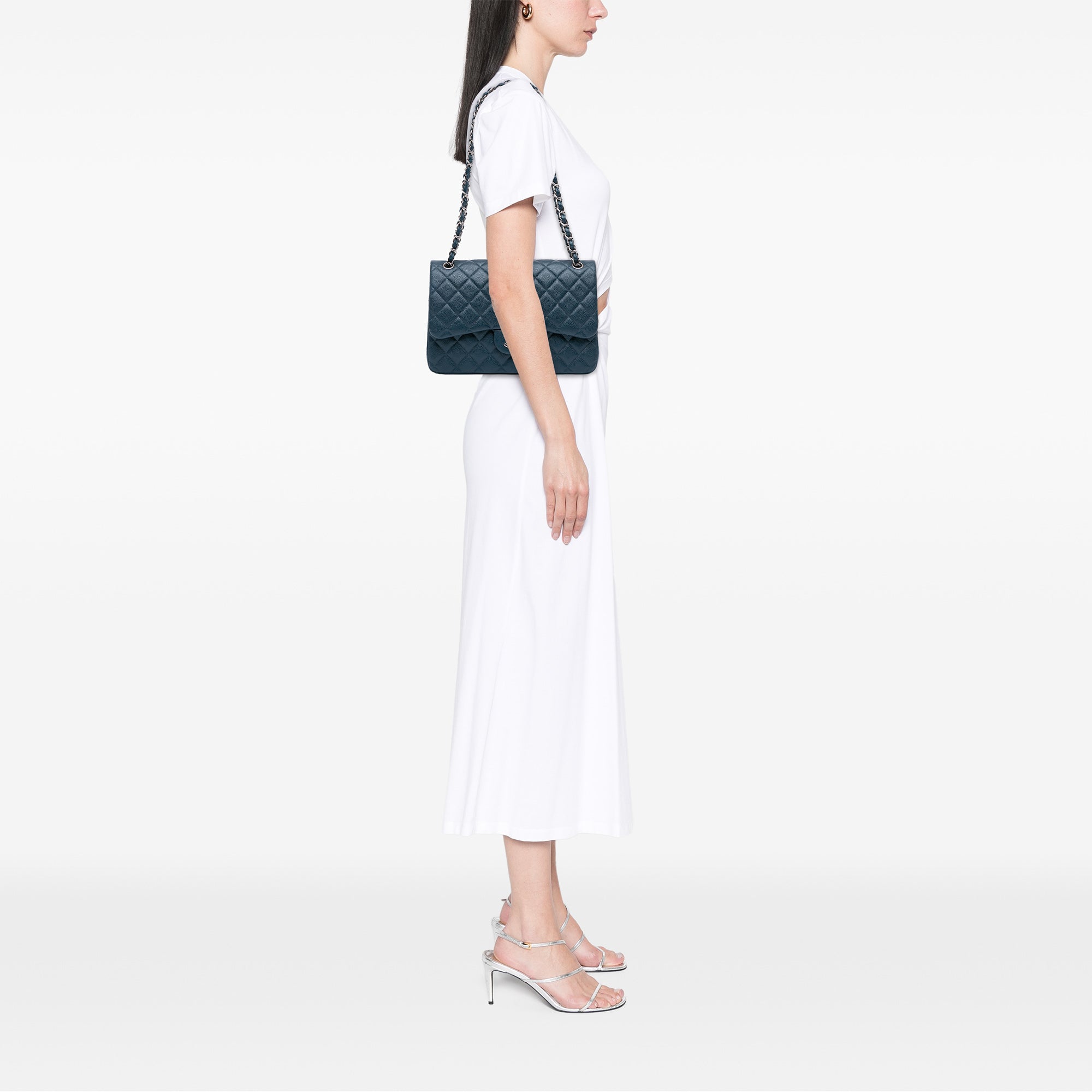 Jumbo Classic Iridescent Caviar Double Flap