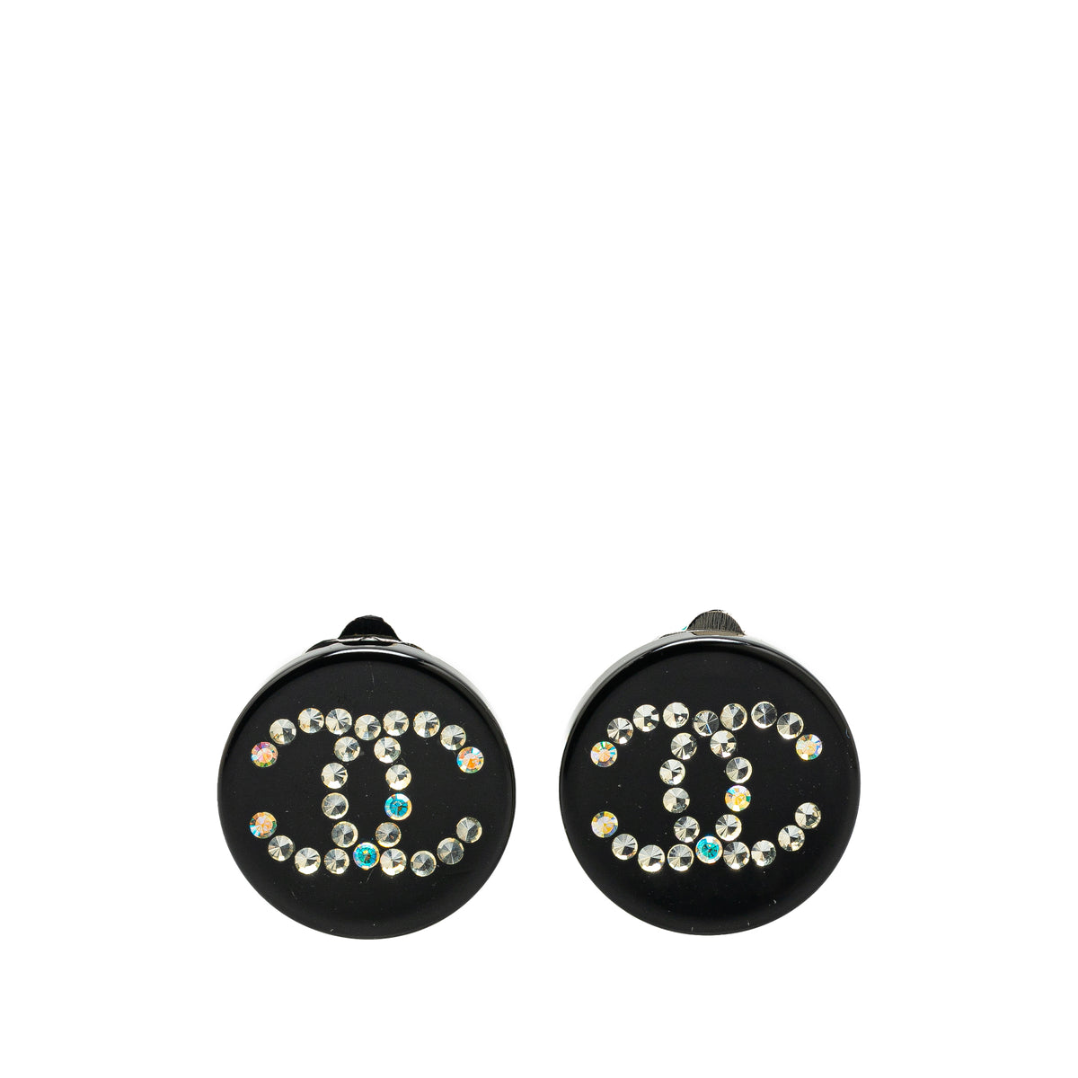 Resin Rhinestone CC Clip On Earrings