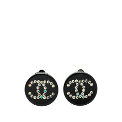 Resin Rhinestone CC Clip On Earrings