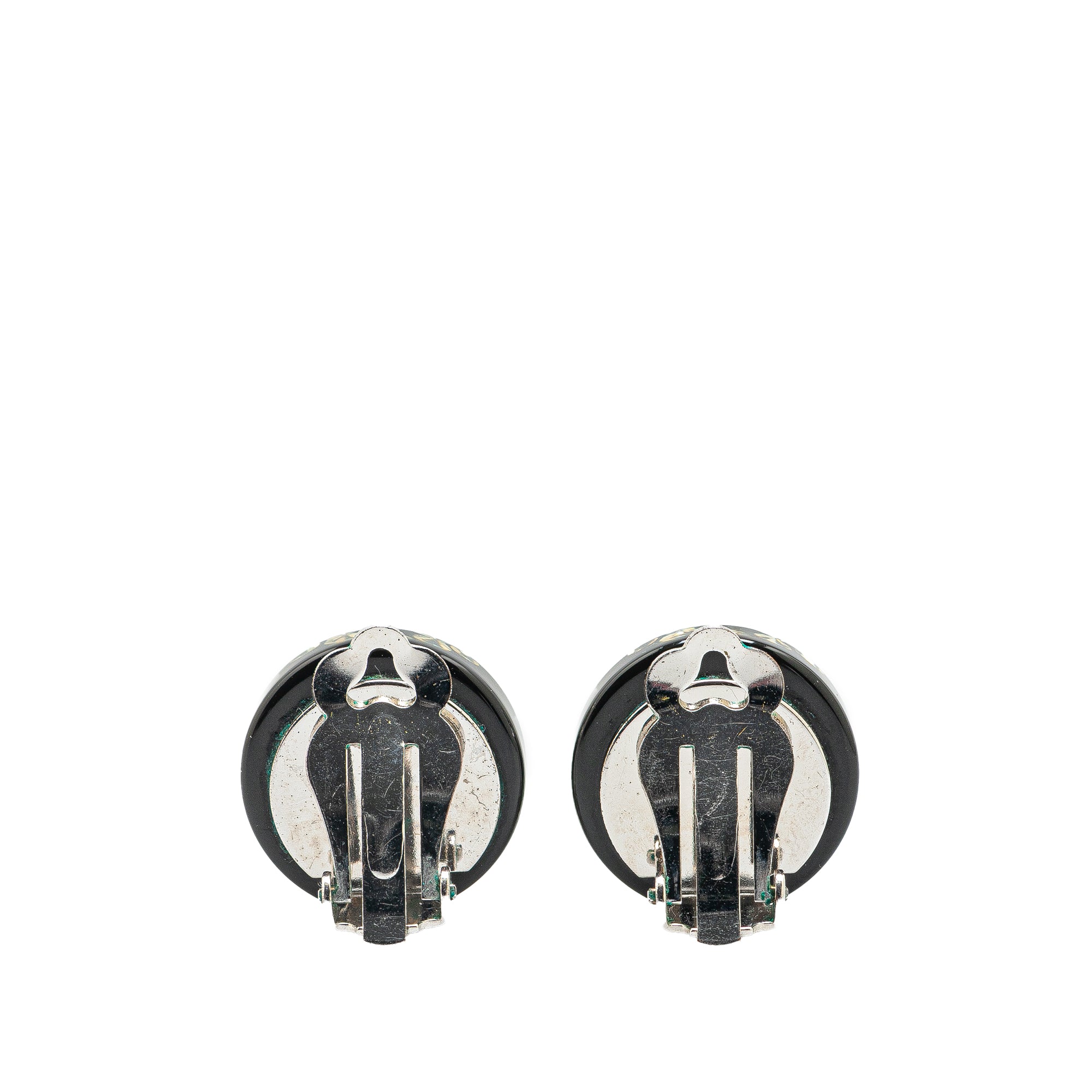 Resin Rhinestone CC Clip On Earrings