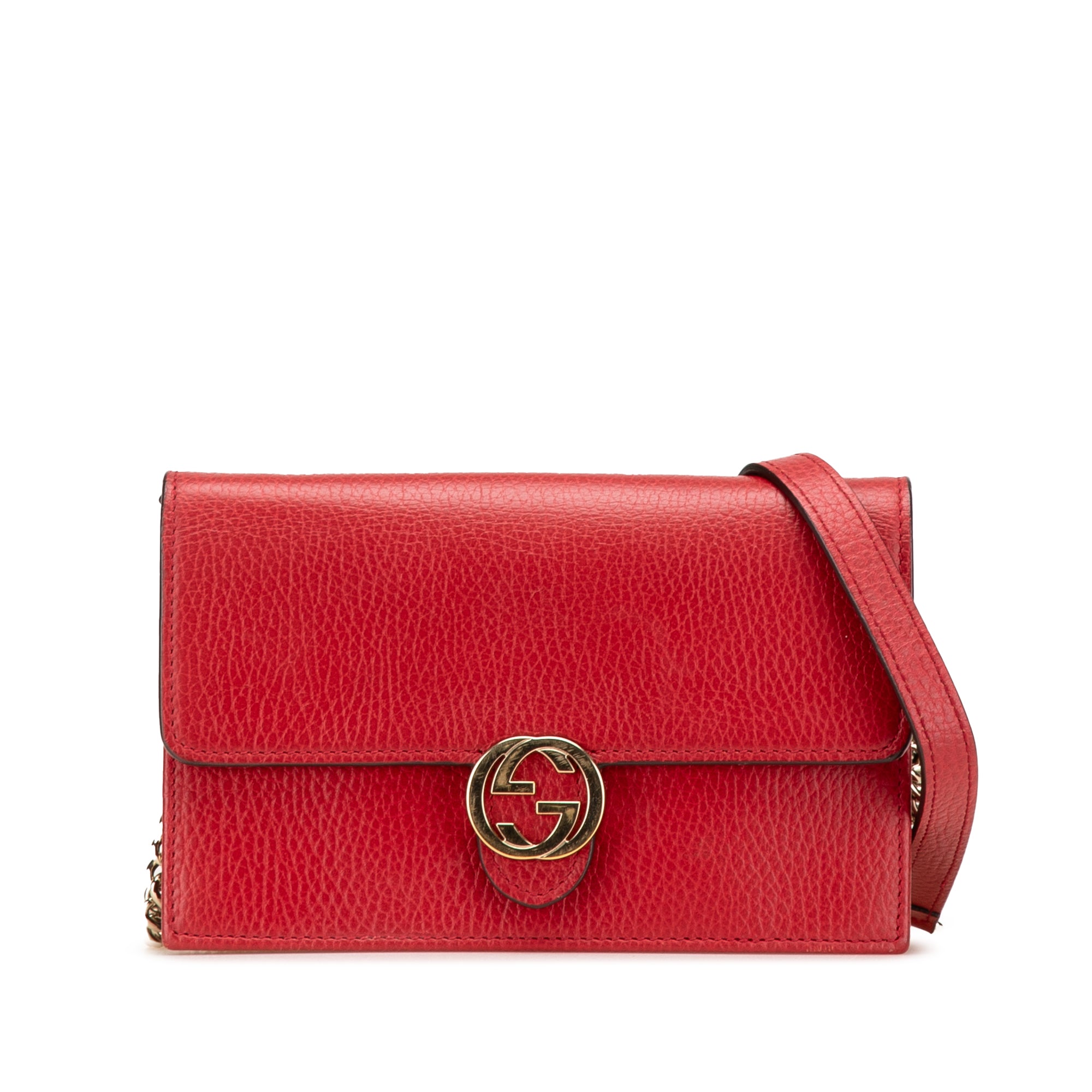 Leather Interlocking G Dollar Wallet on Chain