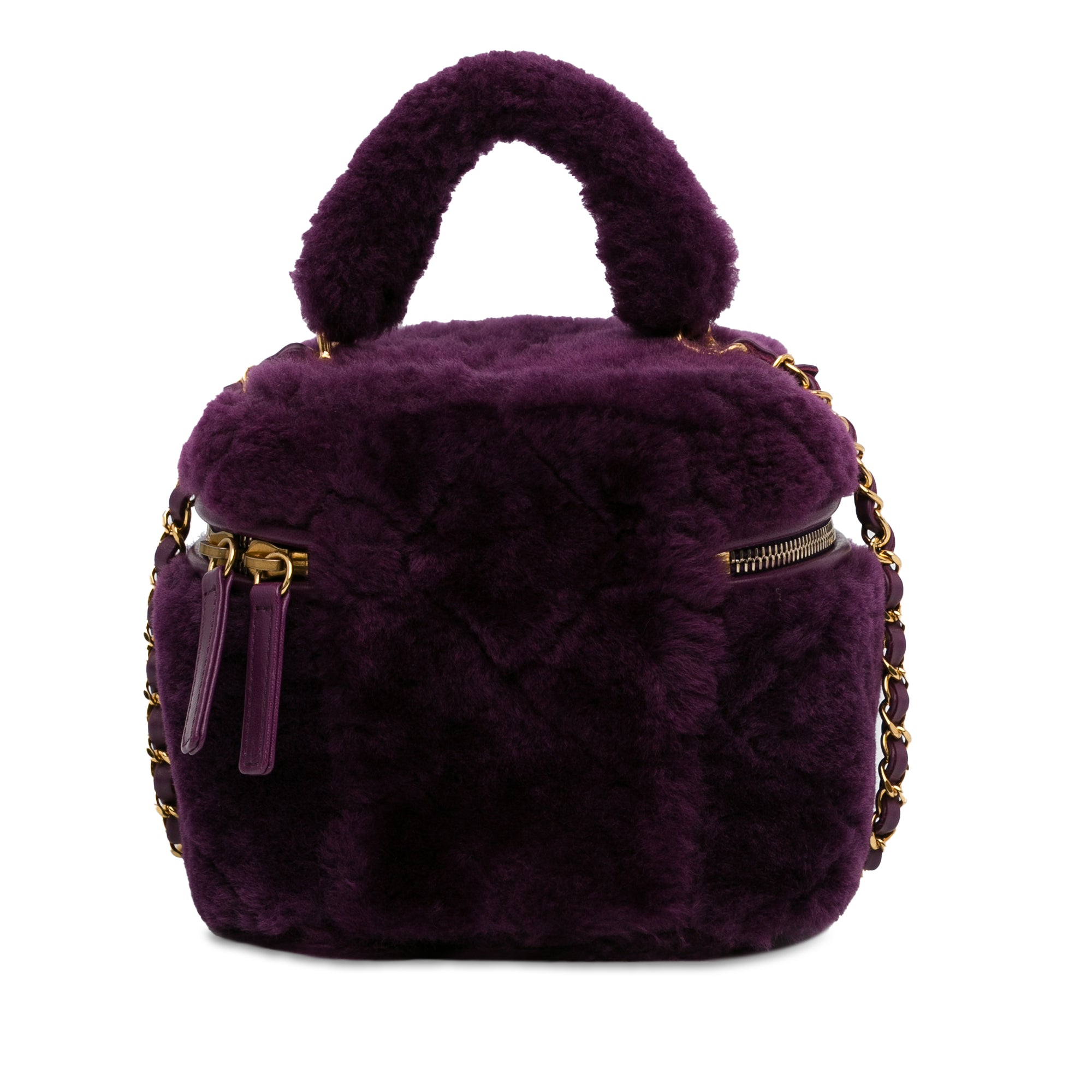 Small Quilted Shearling Vanity Case