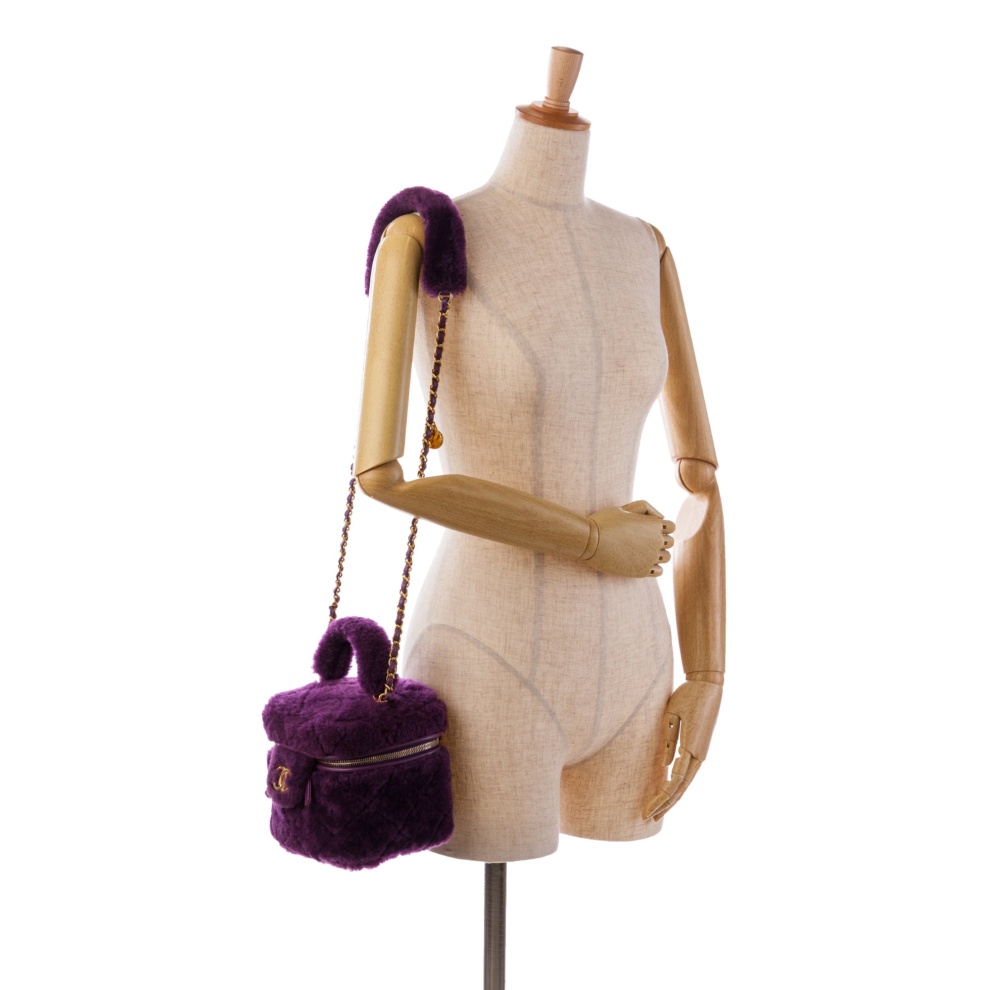 Small Quilted Shearling Vanity Case