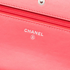 CC Patent Diamond Quilted Wallet On Chain