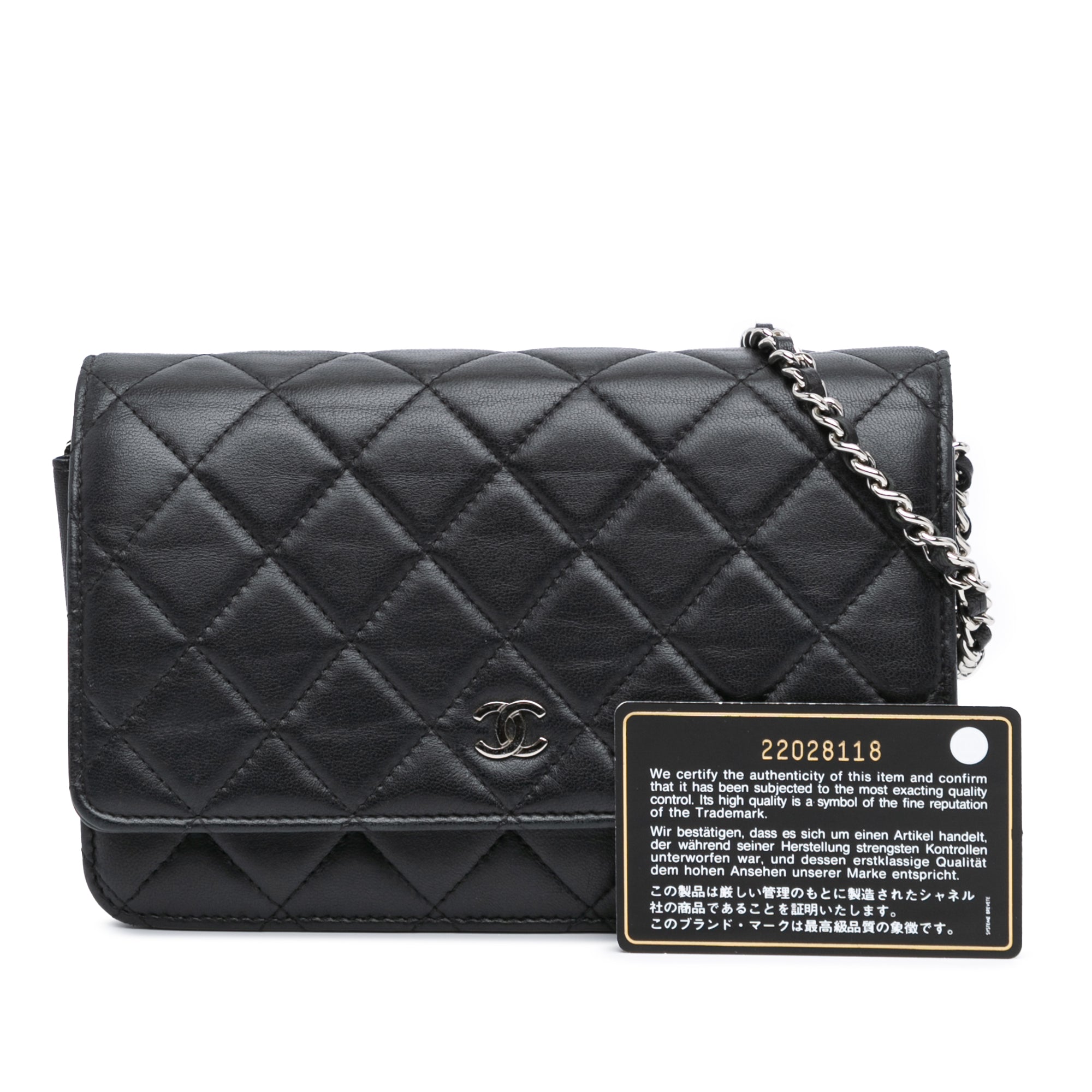 CC Quilted Calfskin Wallet on Chain