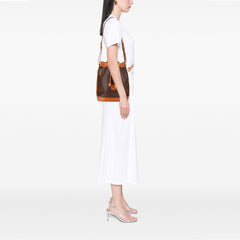 Macadam Coated Canvas Drawstring Bucket Bag