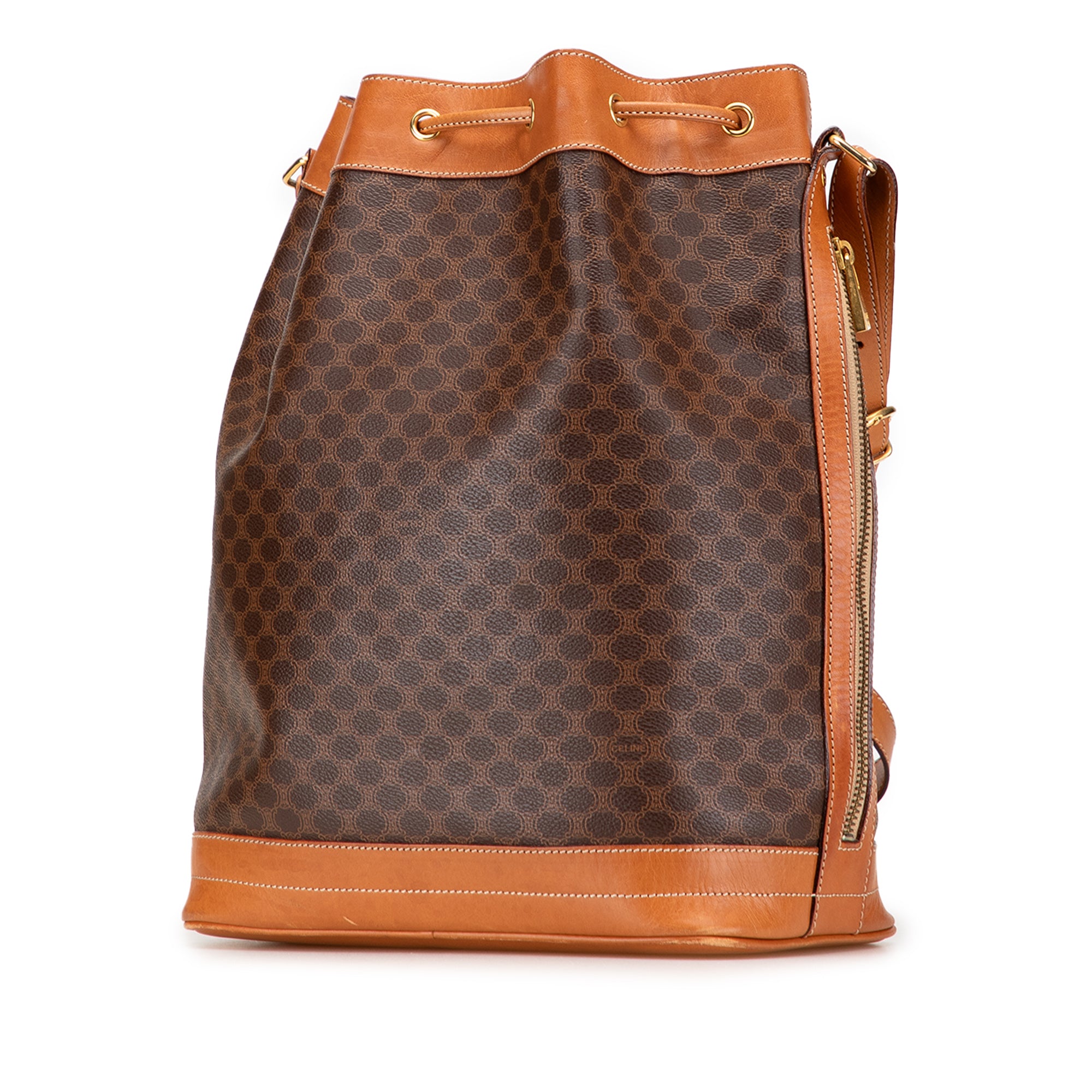Macadam Coated Canvas Drawstring Bucket Bag
