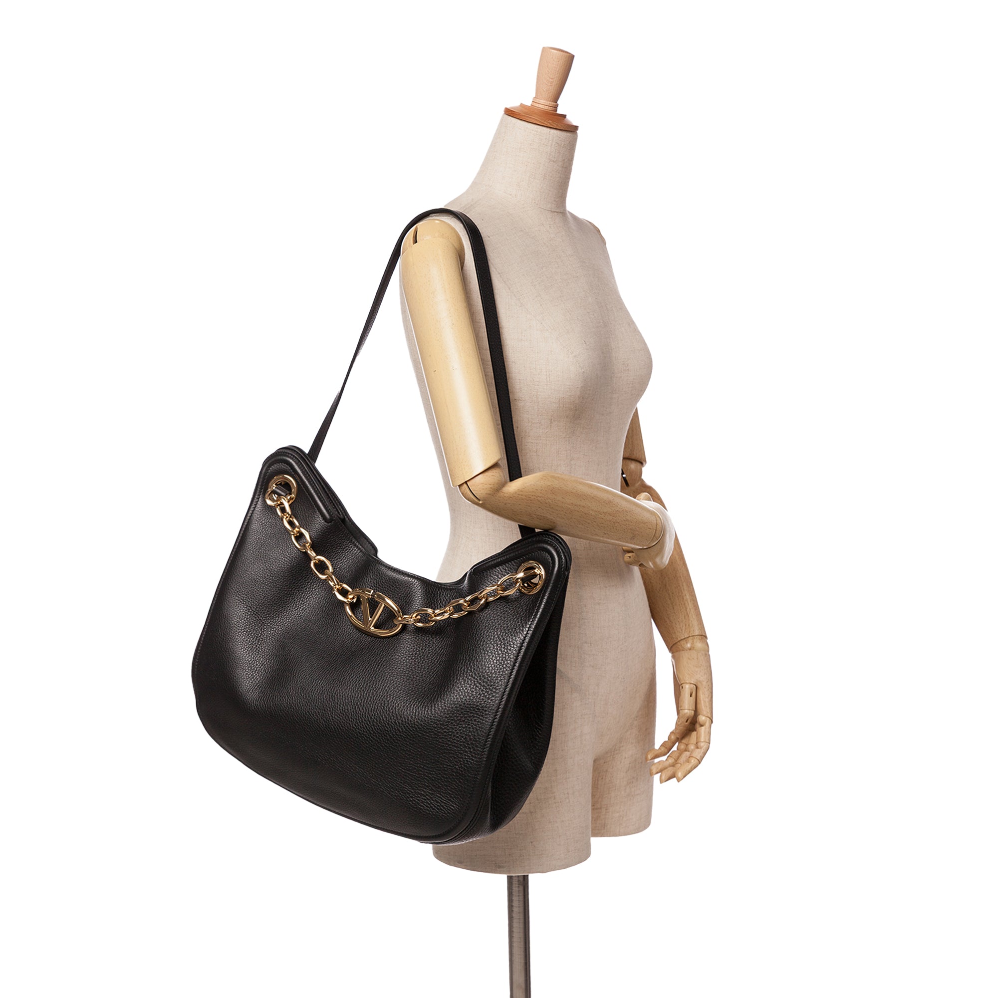 Leather Vlogo Gate Shoulder Bag