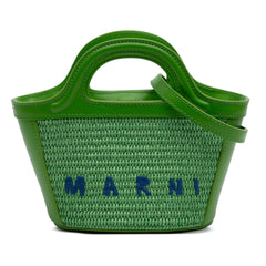 Micro Leather and Raffia Cotton Emroidered Tropicalia Bag
