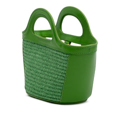 Micro Leather and Raffia Cotton Emroidered Tropicalia Bag