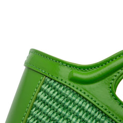 Micro Leather and Raffia Cotton Emroidered Tropicalia Bag