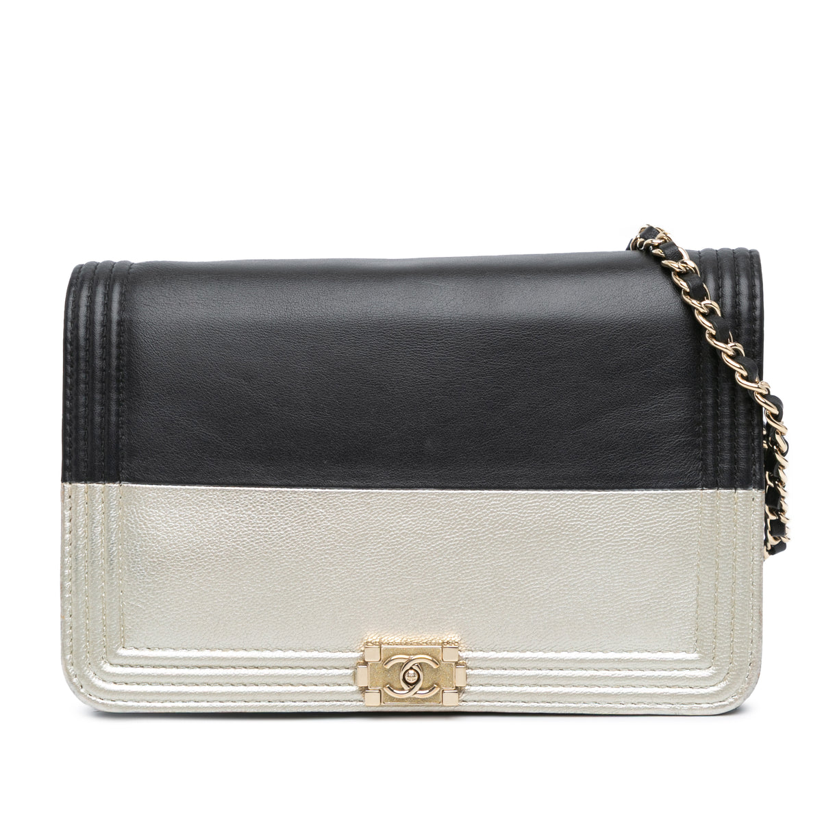 Bicolor Calfskin Boy Wallet On Chain