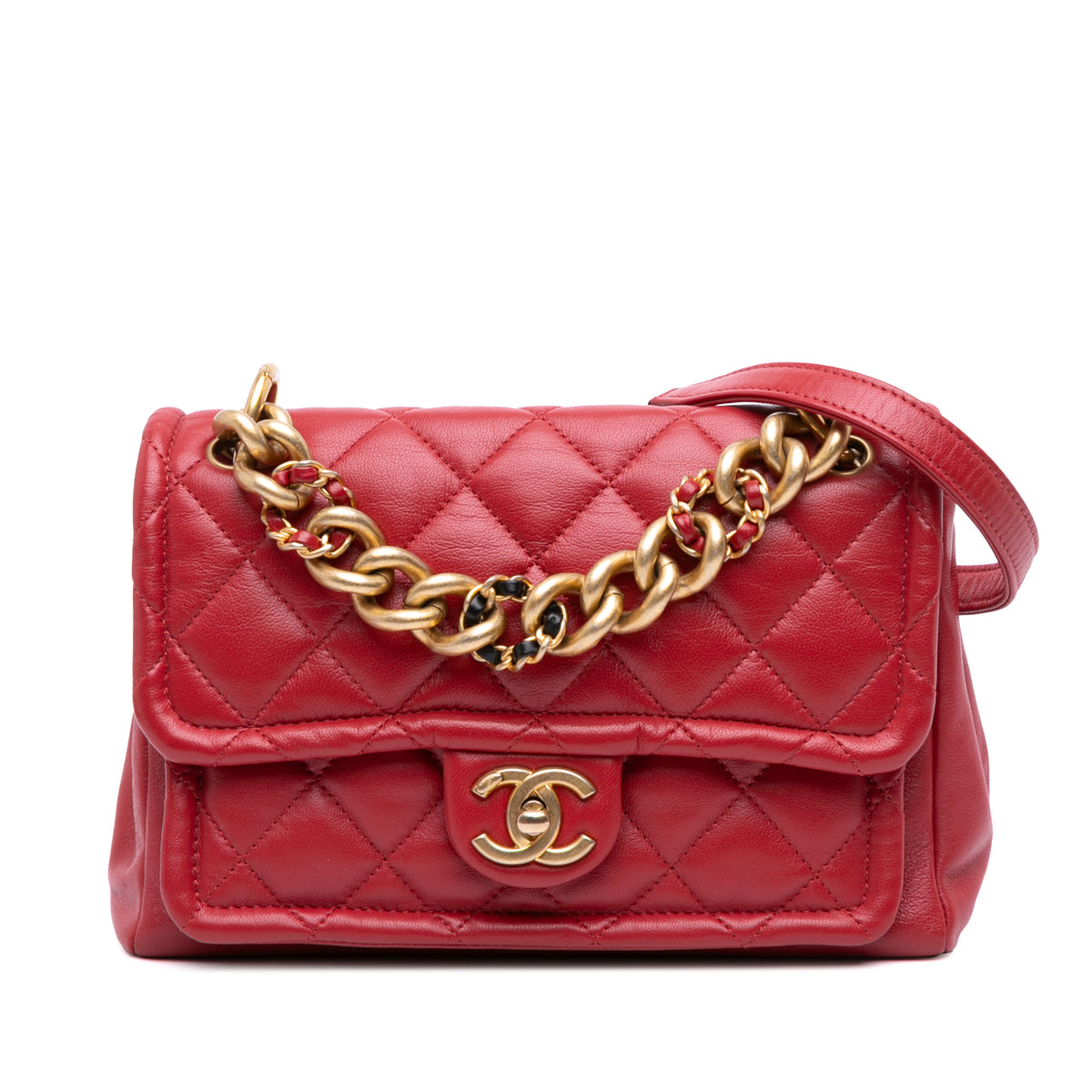 Small Quilted Lambskin Chain Link Flap