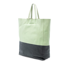 Bicolor Leather Vertical Cabas Tote