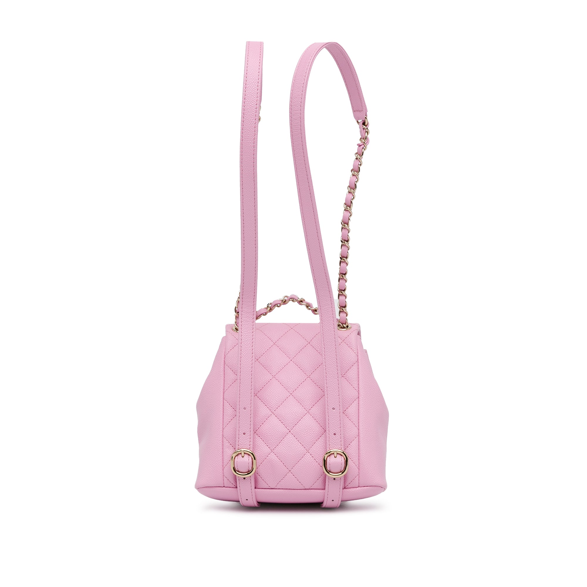 Small Quilted Caviar Duma Pockets Drawstring Backpack_2