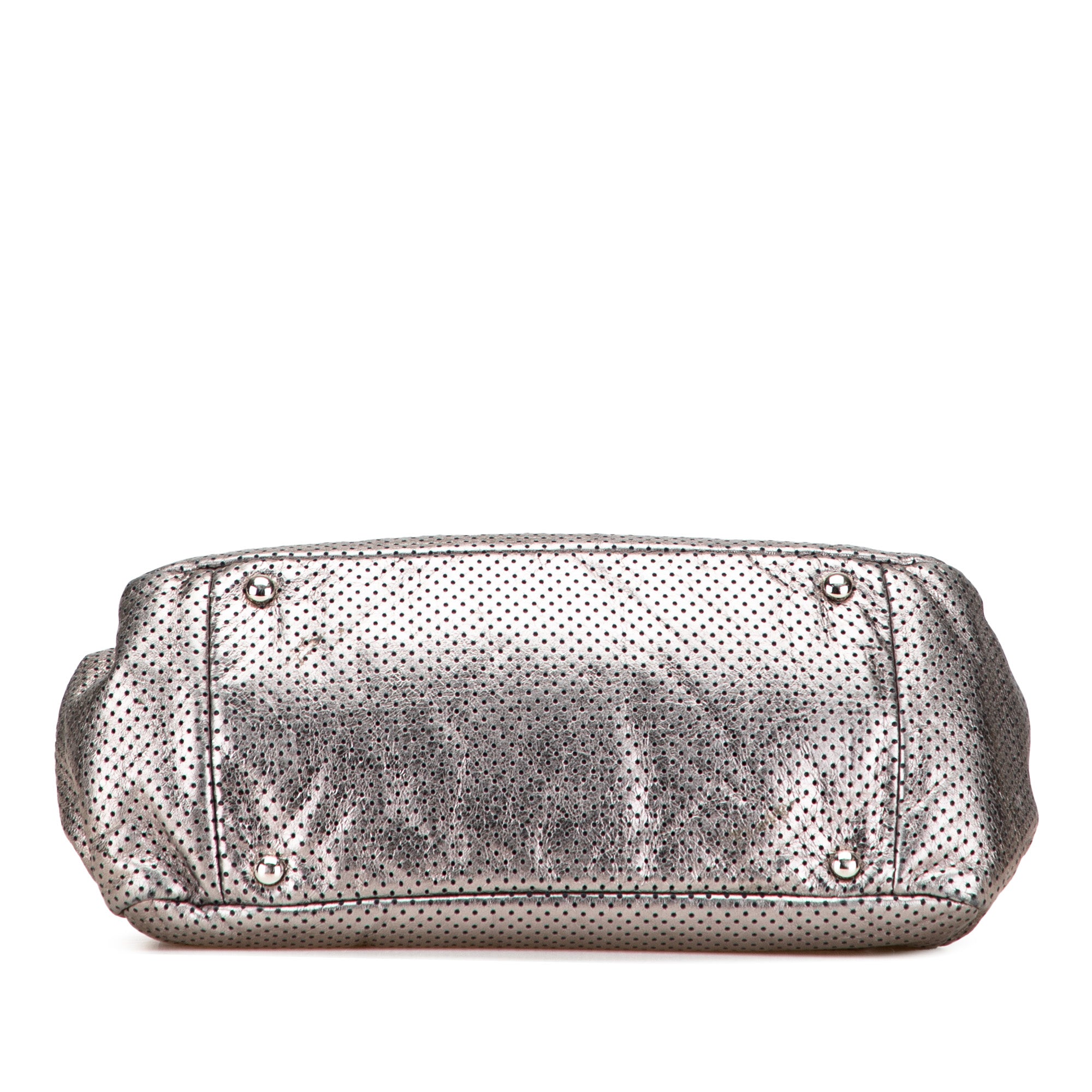 Metallic Perforated Calfskin Drill Accordion Flap