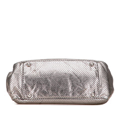 Metallic Perforated Calfskin Drill Accordion Flap