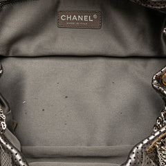 Metallic Perforated Calfskin Drill Accordion Flap