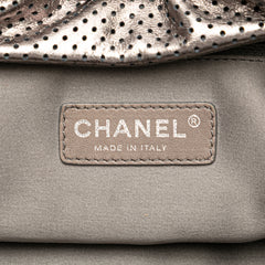 Metallic Perforated Calfskin Drill Accordion Flap