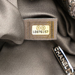 Metallic Perforated Calfskin Drill Accordion Flap