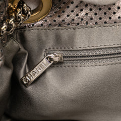 Metallic Perforated Calfskin Drill Accordion Flap