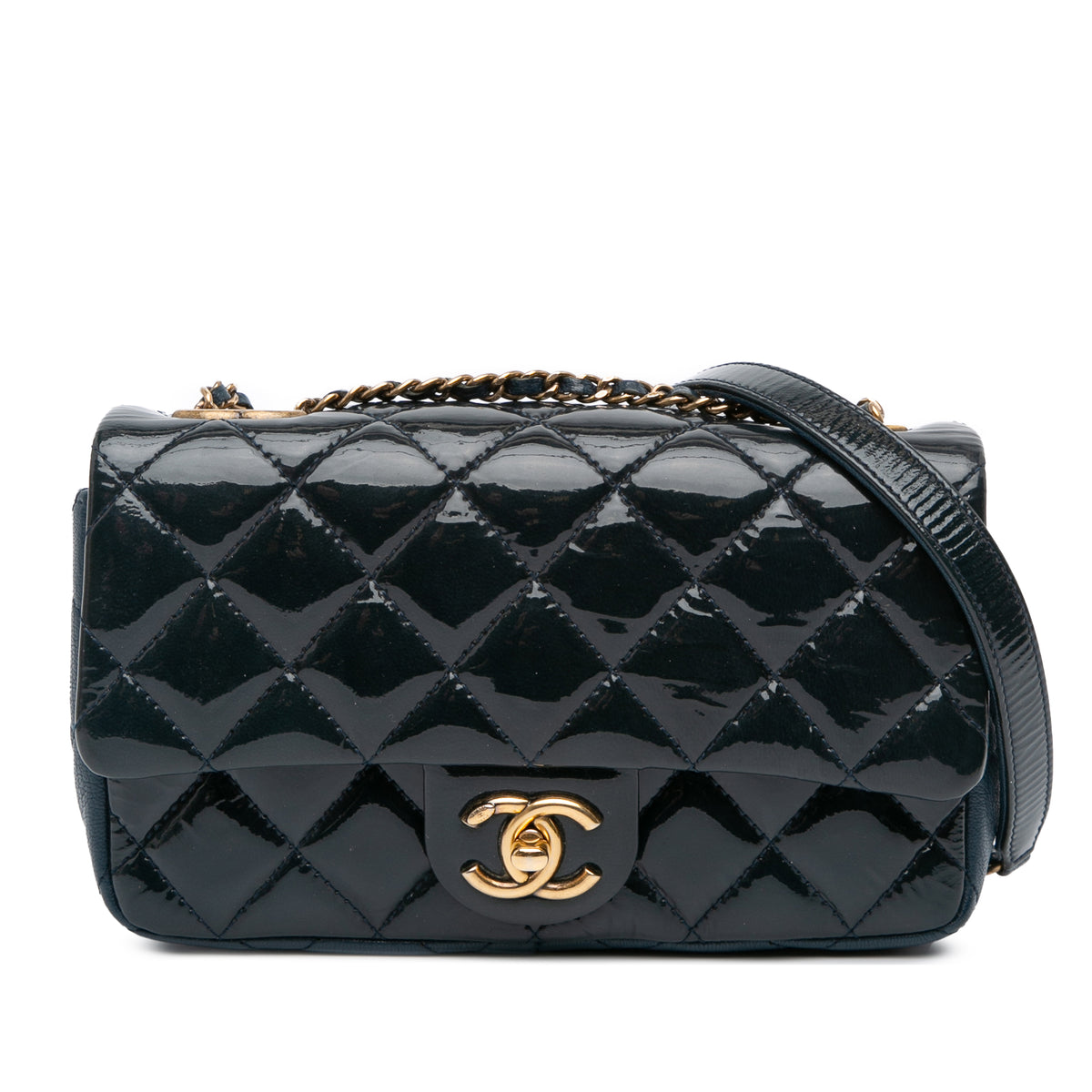 Paris-Salzburg Small Patent and Goatskin CC Eyelet Flap