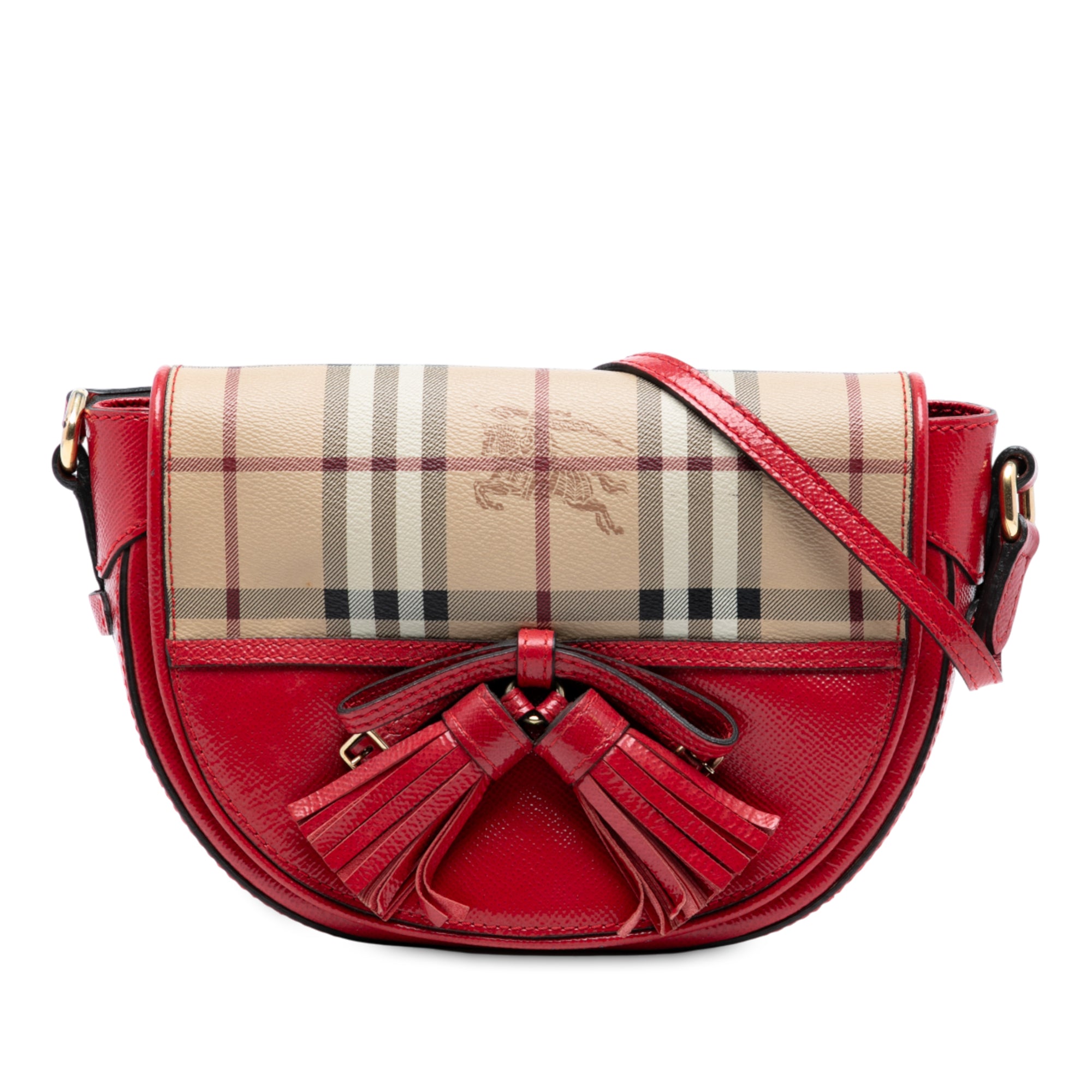 Patent Leather and Haymarket Check Coated Canvas Maydown Crossbody