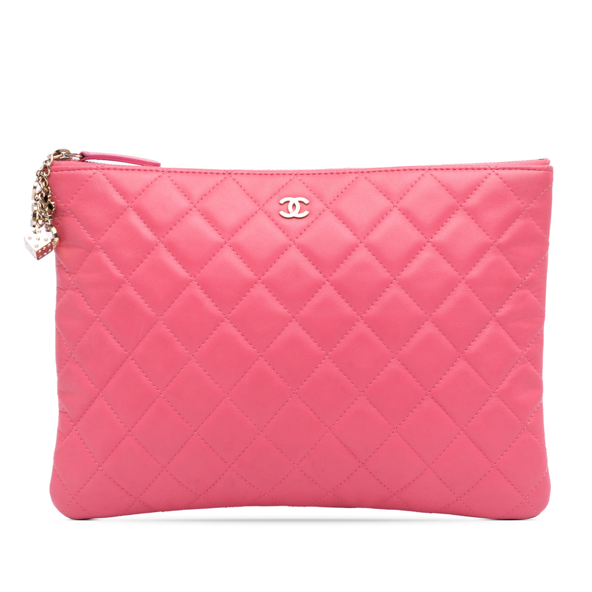 Medium Quilted Lambskin Casino Charms O Case Clutch