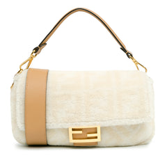 Small Zucca Shearling Baguette Satchel