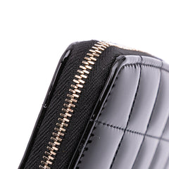 Quilted Patent Calfskin CC Heart Clutch With Chain