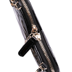 Quilted Patent Calfskin CC Heart Clutch With Chain