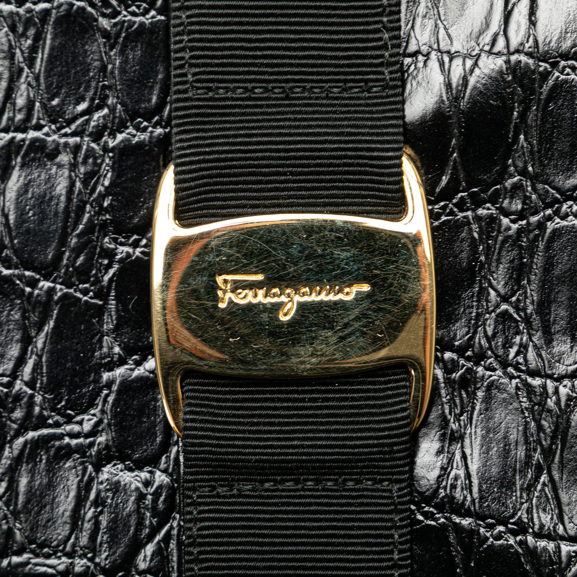 Croc Embossed Vara Handbag