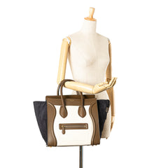 Mini Tricolor Calfskin and Suede Luggage Tote