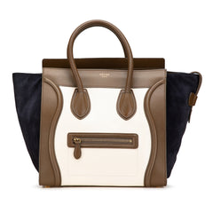 Mini Tricolor Calfskin and Suede Luggage Tote